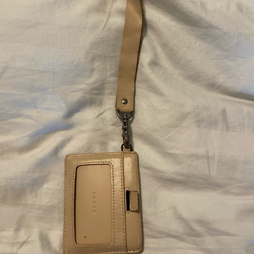 Tan Leather Wristlet Card Holder